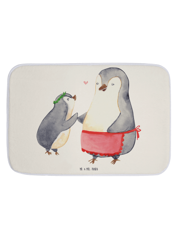 Mr. & Mrs. Panda Badezimmerteppich Pinguin mit Kind ohne Spruch in Weiß
