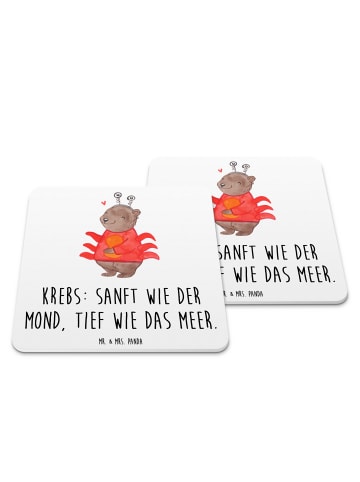 Mr. & Mrs. Panda Coaster Krebs Astrologie mit Spruch in Weiß