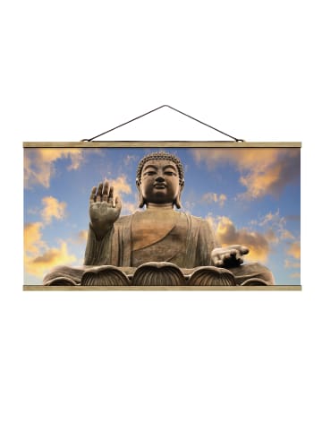 WALLART Stoffbild mit Posterleisten - Großer Buddha in Creme-Beige