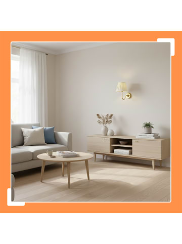 relaxdays Wandlampe in Elfenbeinweiß/ Bronze - (H)32,5 x  Ø27 cm