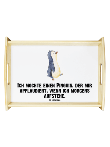 Mr. & Mrs. Panda Serviertablett Pinguin marschieren mit Spruch in Weiß
