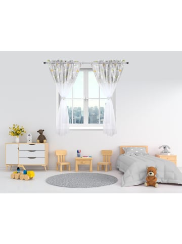 TupTam Kinderzimmer Voile Vorhänge mit Tunnelzug Set in grau/orange