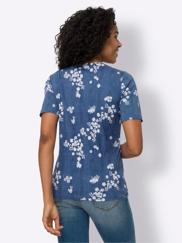 Sieh an! Kurzarmshirt in jeansblau-weiß-bedruckt