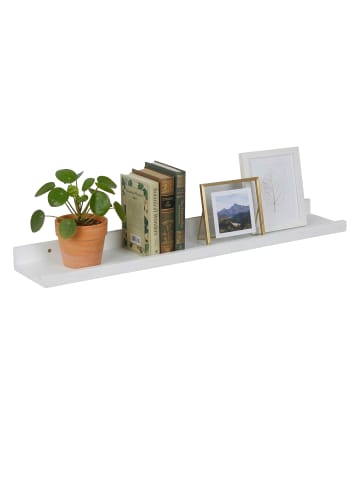 relaxdays Wandregal in Weiß - (B)80 x (H)5 x (T)15 cm