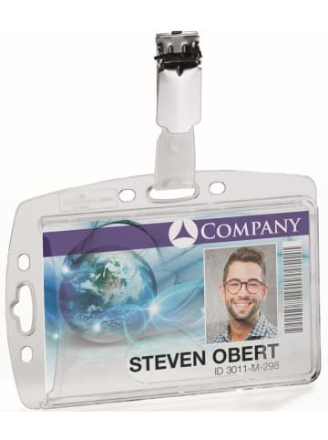 Durable Namensschild mit Security Clip 54x85mm transparent Packung mit 25 S...