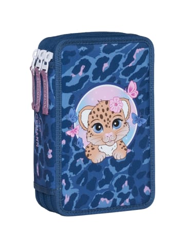 BECKMANN 3-fächrige Federmappe mit Inhalt Cheeta in blau