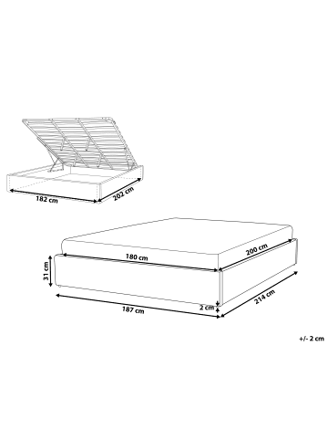 Beliani Doppelbett DINAN in Grau - (W) 187 x (H) 31 x (L) 214 cm