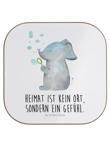 Mr. & Mrs. Panda Bierdeckel Elefant Seifenblasen mit Spruch in Weiß
