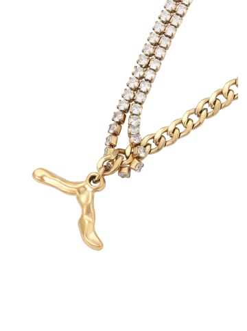 faina Women Chain Link Bracelet With Rhinestones in Gold