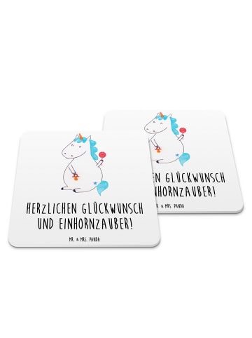 Mr. & Mrs. Panda Coaster Einhorn Baby mit Spruch in Weiß