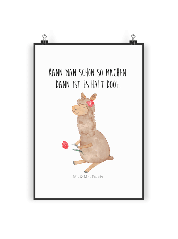 Mr. & Mrs. Panda Deko Bild Alpaka Blume mit Spruch in Weiß
