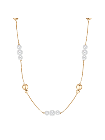 Lulu & Jane Perlen-Kette aus Messing mit Muschelkernperle in gelbgold