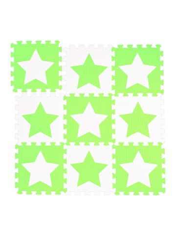 relaxdays 36x Puzzlematte "Sterne" in Weiß/ Grün