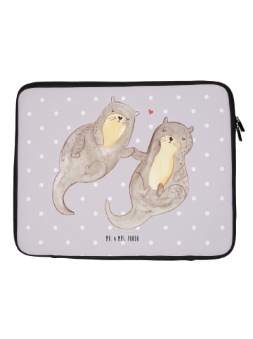 Mr. & Mrs. Panda Notebook Tasche Otter Hände halten ohne Spruch in Grau Pastell