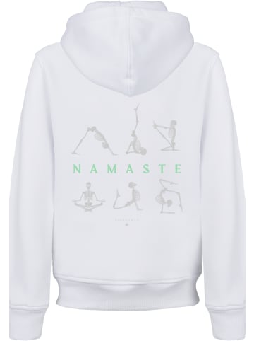F4NT4STIC Hoodie Namaste Yoga Skelett Halloween in weiß