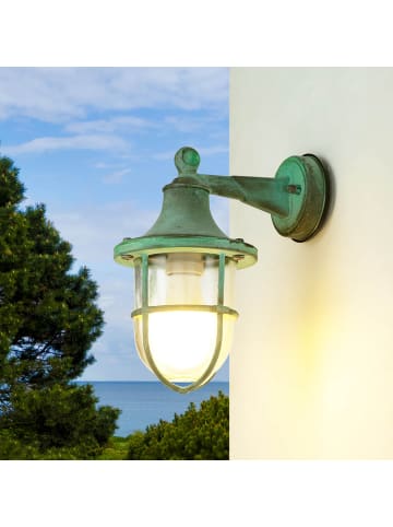 Licht-Erlebnisse Außen Wandlampe (B)14 x (H)27 cm in Grün Antik