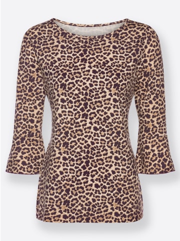 WITT WEIDEN Shirt in aubergine-beige-bedruckt