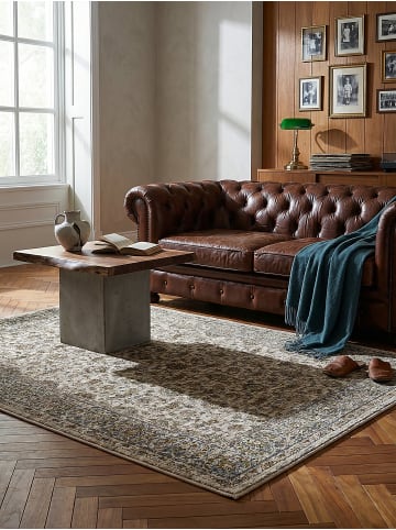 KADIMA DESIGN Teppich Kurzflor Strapazierfähig ADUR Vintage Wohnzimmer in Erdtöne-Grün