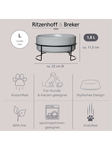 Ritzenhoff & Breker 2er Set Hundenäpfe mit Unterlage Taro ø 21 cm in grau
