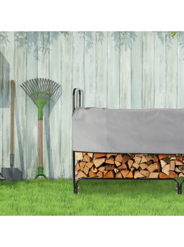 relaxdays Kaminholzregal Abdeckung in Schwarz - (B)245 x (H)122 x (T)40 cm