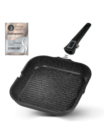 Stoneline Grillpfanne 28 cm mit abnehmbarem Griff | ohne Deckel in Anthrazit