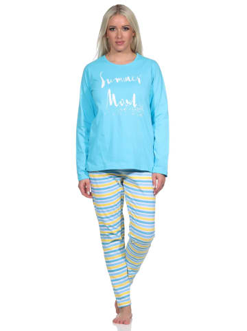 NORMANN e Pyjama Schlafanzug Ringeln strahlenden - 79929 in blau