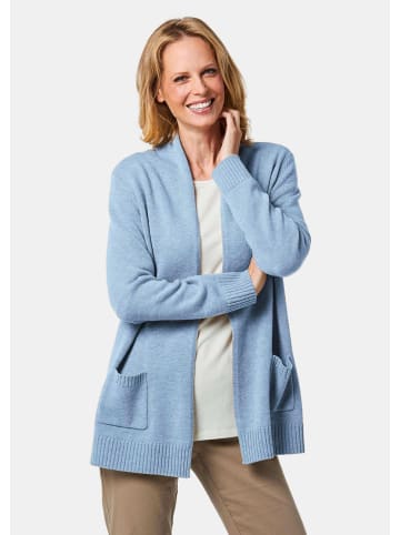 GOLDNER Kurzgröße: Langarm Cardigan aus Merino in hellblau / melange