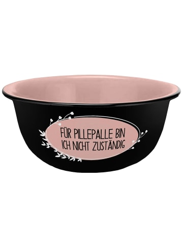 Geda Labels Müslischale Pillepalle nicht zuständig Emaille-Optik in Schwarz - 600 ml