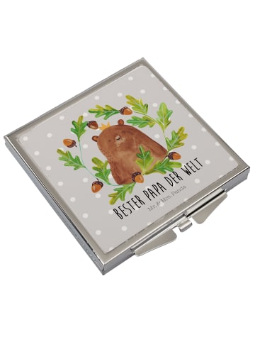 Mr. & Mrs. Panda Schminkspiegel Bär König mit Spruch in Grau Pastell