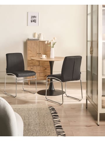 Beliani 2er-Set Esszimmerstuhl LECCO in Schwarz/Silber