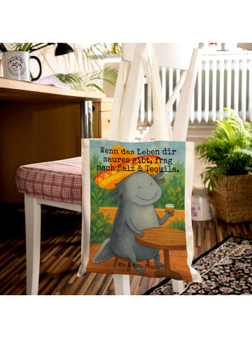 Mr. & Mrs. Panda Tote Bag Axolotl Tequila Design mit Spruch in Weiß