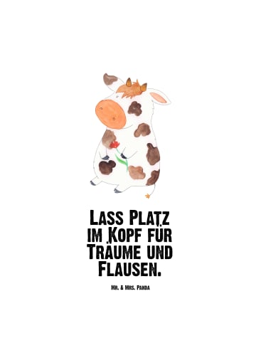 Mr. & Mrs. Panda Wasserflasche Kuh mit Spruch in Weiß