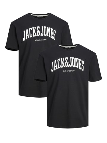 Jack & Jones 2-er Set Logo T-Shirt Kurzarm Basic Shirt JJELOGO in Schwarz-2