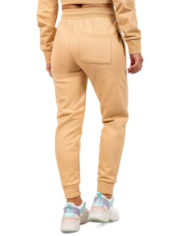 Reichstadt Damen Slim Fit Sporthose Marken-Stick in Beige