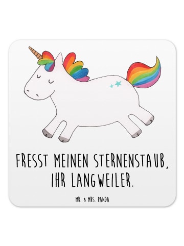Mr. & Mrs. Panda Untersetzer für Gläser Einhorn Happy mit Spruch in Weiß