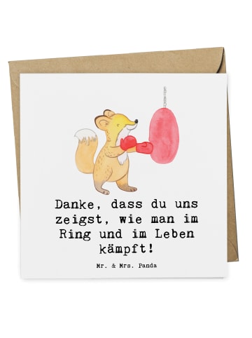Mr. & Mrs. Panda Einladungskarte Boxen Trainerin mit Spruch in Weiß