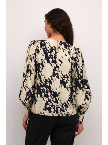 Kaffe Langarm-Bluse KAlouise Regular fit in Black/Sand Graphic Cloud