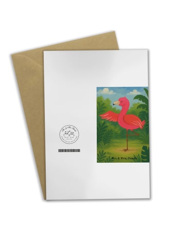 Mr. & Mrs. Panda Grußkarte Flamingo Yoga Design ohne Spruch in Weiß