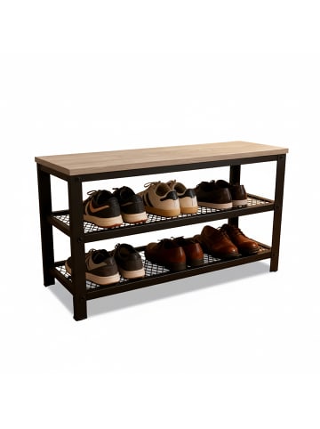relaxdays Schuhbank in Hellbraun/ Schwarz - (B)73 x (H)45 x (T)30 cm