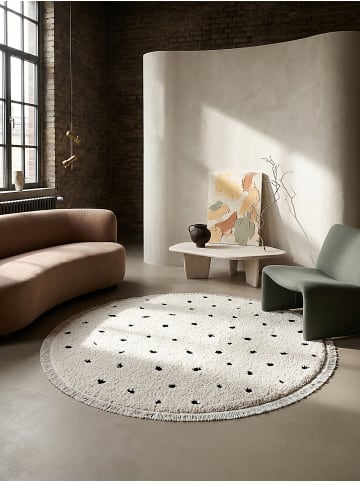 KADIMA DESIGN Teppich rund Abstrakt weich wohnlich Wohnzimmer Schlafzimmer gemütlich in Creme