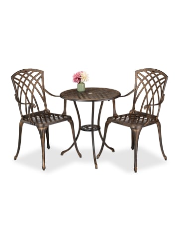 relaxdays 3-tlg. Gartenmöbel Set in Schwarz/ Bronze