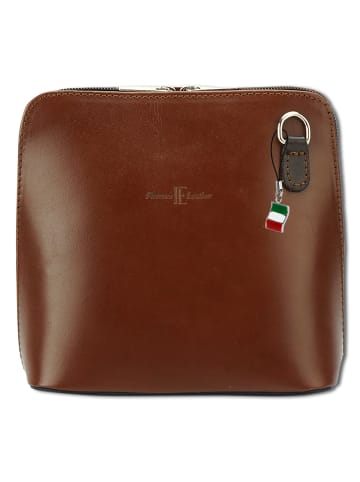Florence Florence Umhängetasche, Schultertasche Leder braun, dunkelbraun ca. 17cm