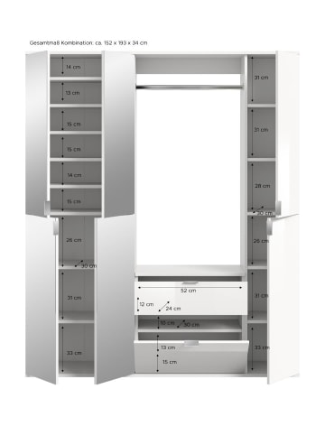 ebuy24 Eiche 152 x 34 cm