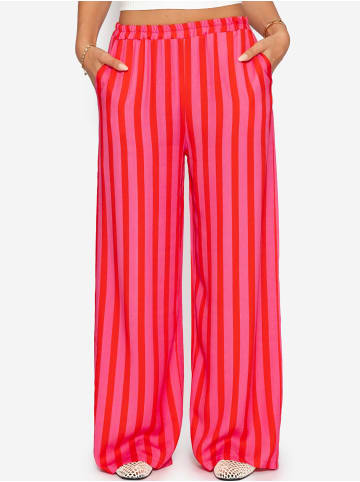 SASSYCLASSY Gestreifte Hose mit weitem Bein in Pink