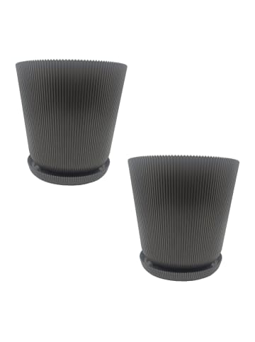 relaxdays 2x Blumentopf in Dunkelgrau - (H) 20 x Ø 20 cm