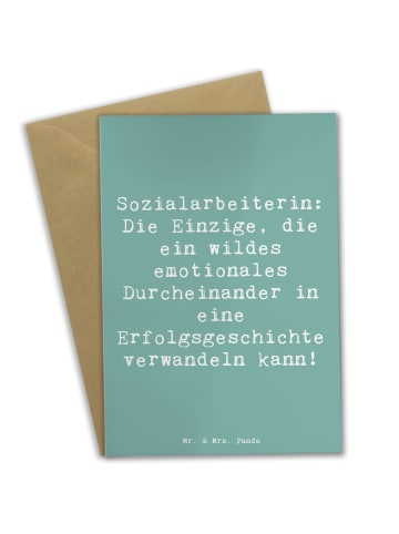 Mr. & Mrs. Panda Grußkarte Spruch Sozialarbeiterin Erfolg mit Sp... in Meeresbrise