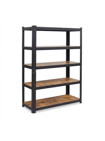 Schwerlastregal in Schwarz/Braun - (B)100 x (H)180 x (T)30 cm