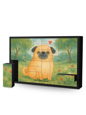 Mr. & Mrs. Panda Befüllbarer Adventskalender Mops Design ohne Sp... in Weiß