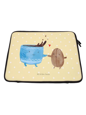 Mr. & Mrs. Panda Laptop Tasche Kaffee Bohne ohne Spruch in Gelb Pastell