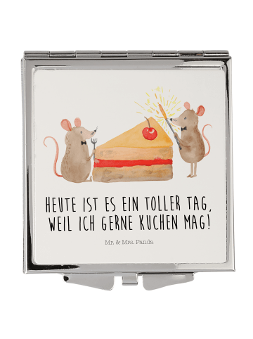Mr. & Mrs. Panda Kosmetikspiegel Mäuse Kuchen mit Spruch in Weiß